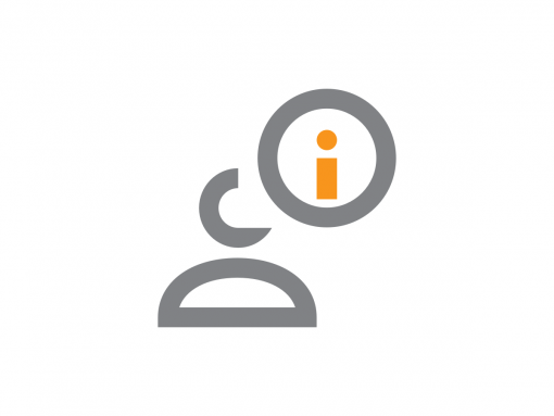 Icon of a person with an information symbol, representing patient documents and information.