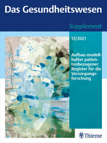 Titelblatt der Publikation "Das Gesundheitswesen Supplement S1/2021" mit dem Titel "Aufbau modellhafter patientenbezogener Register für die Versorgungsforschung"